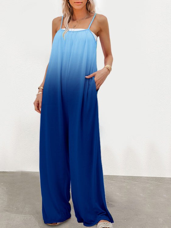 Women's Jumpsuits Loose Gradation Pocket Wide-Leg Jumpsuit