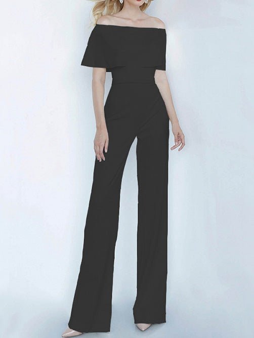 Women's Jumpsuits One-Shoulder Ruffled Slim Fit Jumpsuit