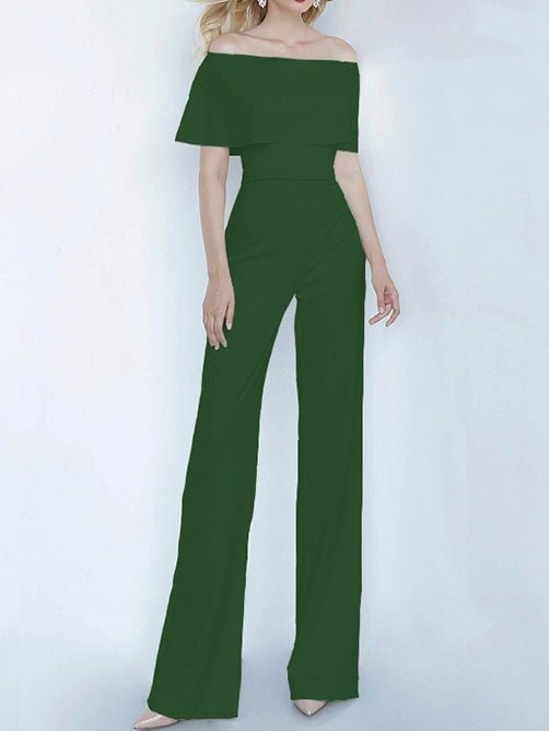 Women's Jumpsuits One-Shoulder Ruffled Slim Fit Jumpsuit