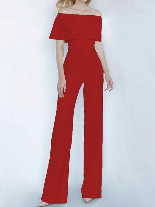 Women's Jumpsuits One-Shoulder Ruffled Slim Fit Jumpsuit