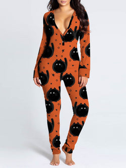 Women's Jumpsuits Printed Long Sleeve Loungewear Jumpsuit