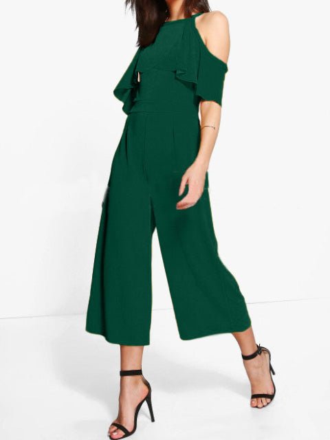 Women's Jumpsuits Ruffled Off-Shoulder Wide-Leg Jumpsuit