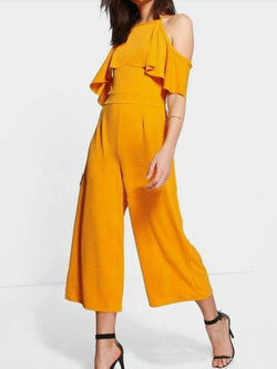 Women's Jumpsuits Ruffled Off-Shoulder Wide-Leg Jumpsuit