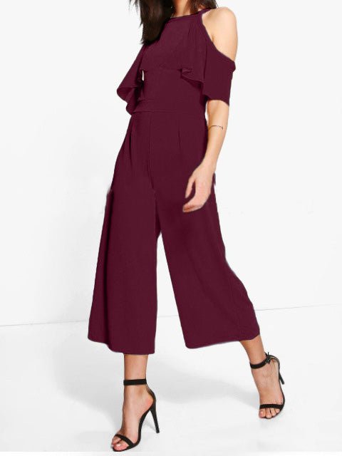 Women's Jumpsuits Ruffled Off-Shoulder Wide-Leg Jumpsuit