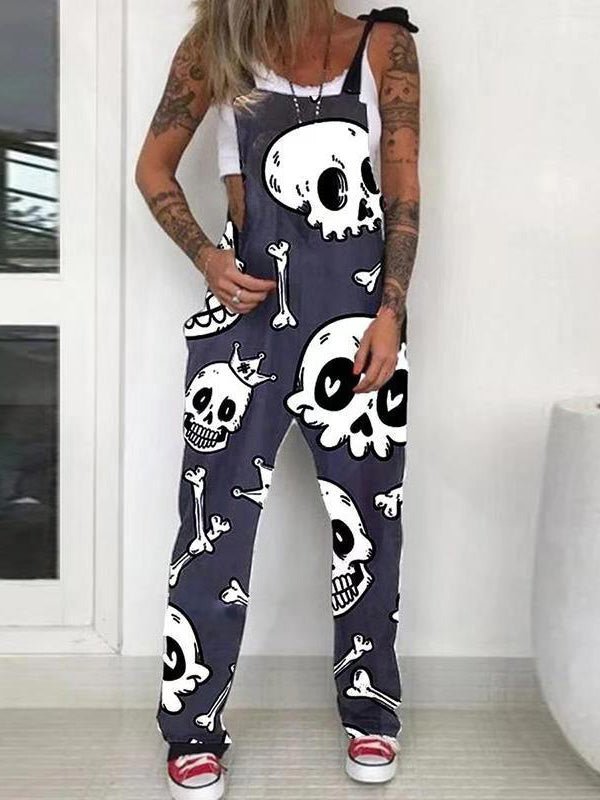 Women's Jumpsuits Skull Print Sleeveless Casual Jumpsuit