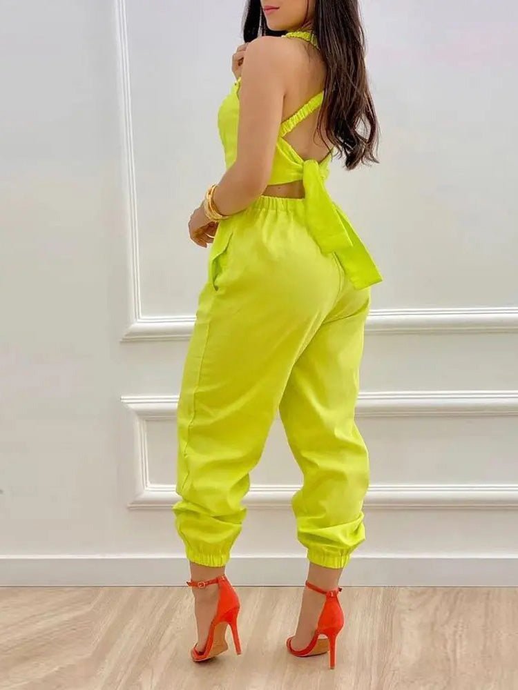 Women's Jumpsuits Sling Bare Back Pocket Sleeveless Jumpsuit