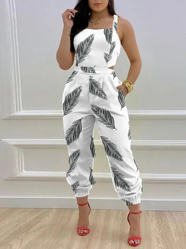 Women's Jumpsuits Sling Bare Back Pocket Sleeveless Jumpsuit