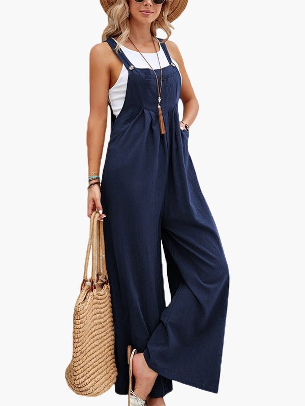 Women's Jumpsuits Solid Pocket Wide Leg Casual Jumpsuit