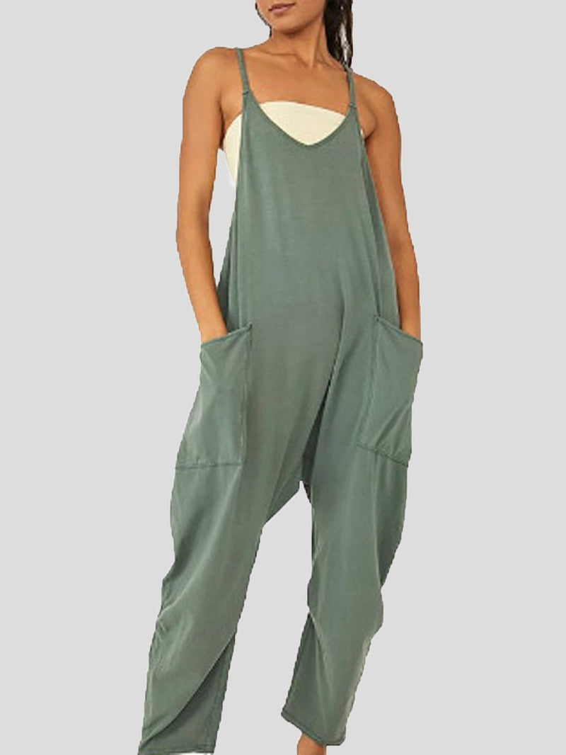 Women's Jumpsuits Solid Sling Pocket Casual Jumpsuit