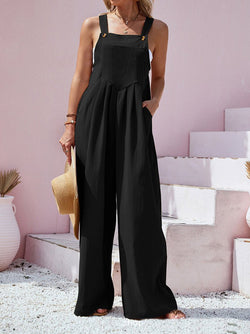 Women's Jumpsuits Solid Sling Pocket Wide-Leg Jumpsuit