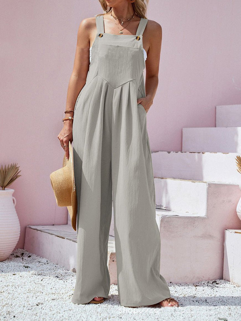 Women's Jumpsuits Solid Sling Pocket Wide-Leg Jumpsuit