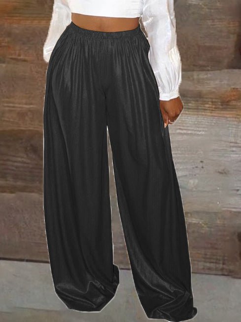 Women's Pants Casual Gold Stamping Elastic Waist Wide Leg Pants