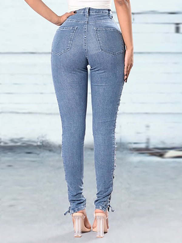 Women's Pants Denim Sexy Cross Strap Jeans