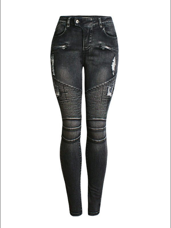 Women's Pants Denim Shredded Slim Pants