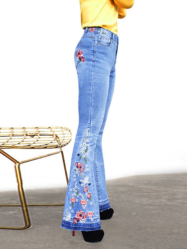 Women's Pants Embroidered Denim Flared Jeans