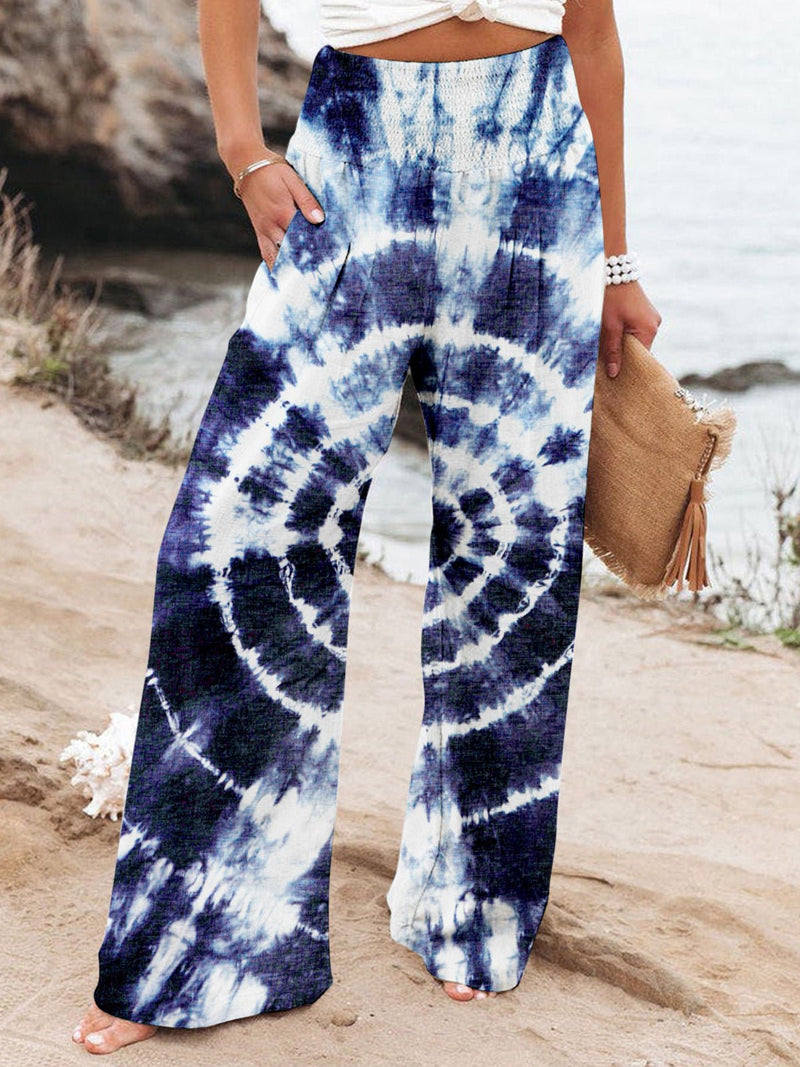 Women's Pants Loose High Waist Tie Dye Print Wide Leg Pants