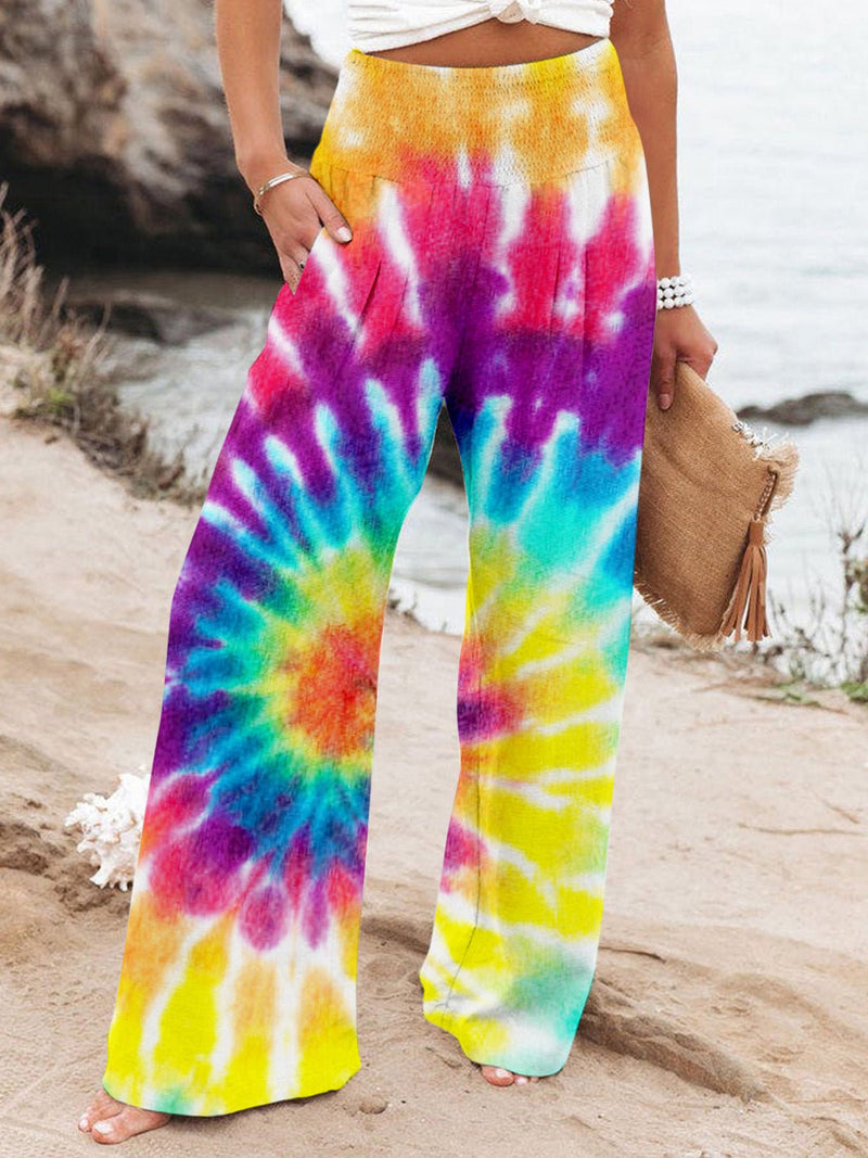 Women's Pants Loose High Waist Tie Dye Print Wide Leg Pants