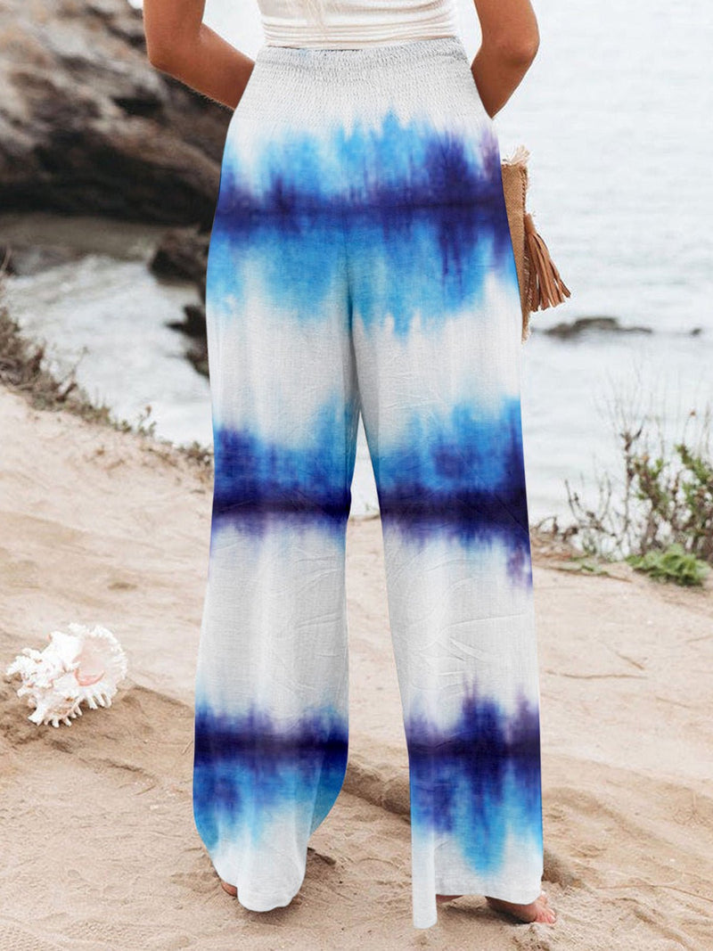 Women's Pants Loose High Waist Tie Dye Print Wide Leg Pants