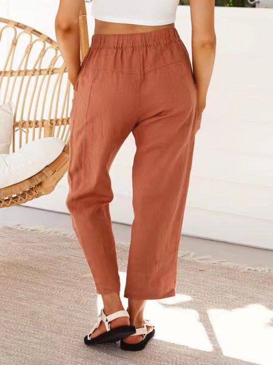 Women's Pants Solid Casual Lace-Up Pocket Pencil Pants