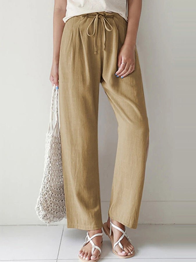 Women's Pants Solid Elastic Waist Wide Leg Pants