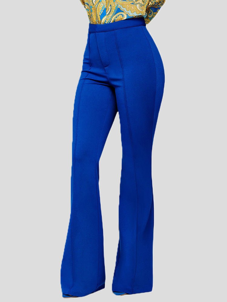 Women's Pants Solid Slim High Waist Flared Pants