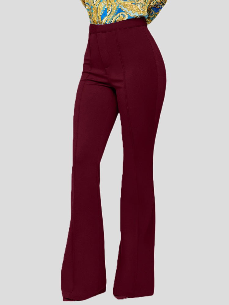 Women's Pants Solid Slim High Waist Flared Pants