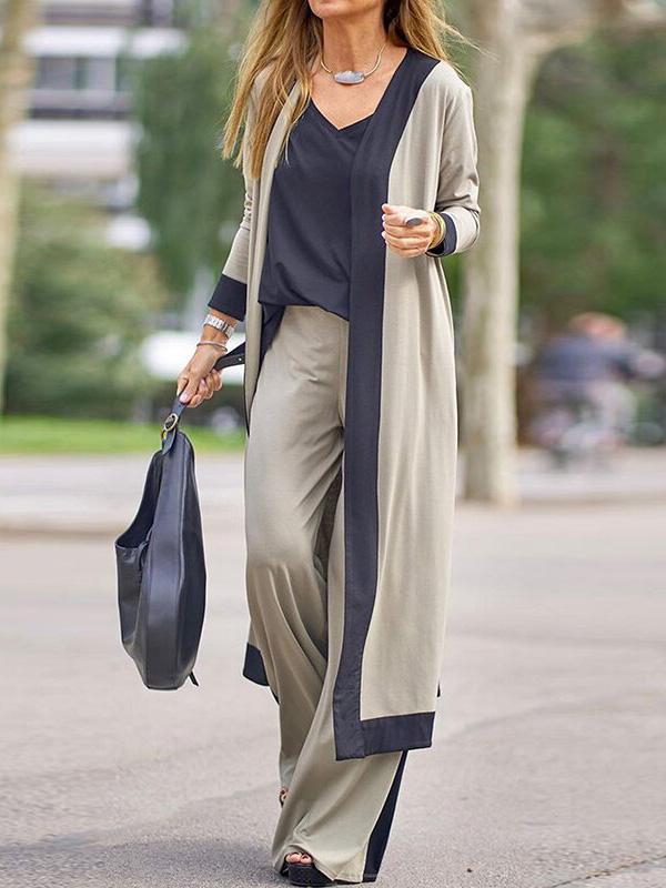 Women's Sets Casual Cardigan Sling Straight Pants Three-Piece Suit