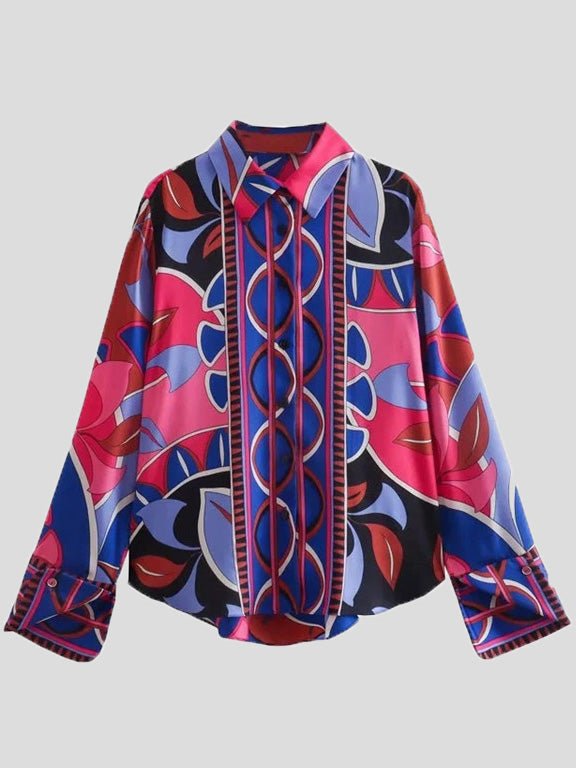 Women's Sets Printed Long Sleeve Shirt & Skirt Two Piece Set