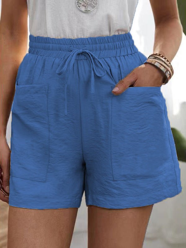 Women's Shorts Casual Solid Pocket High Waist Wide Leg Shorts