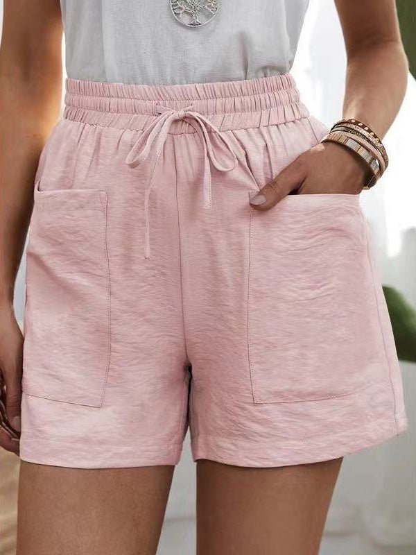 Women's Shorts Casual Solid Pocket High Waist Wide Leg Shorts