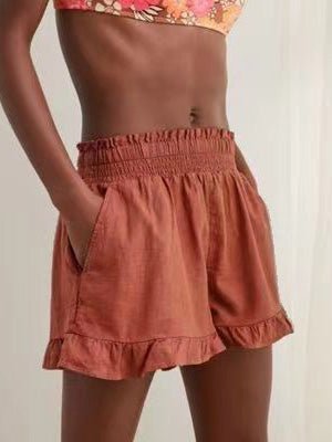 Women's Shorts High Waist Stretch Pocket Fungus Wide Leg Shorts