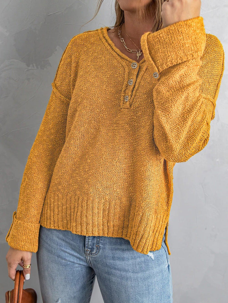 Women's Sweaters Loose Button Knit Long Sleeve Sweater