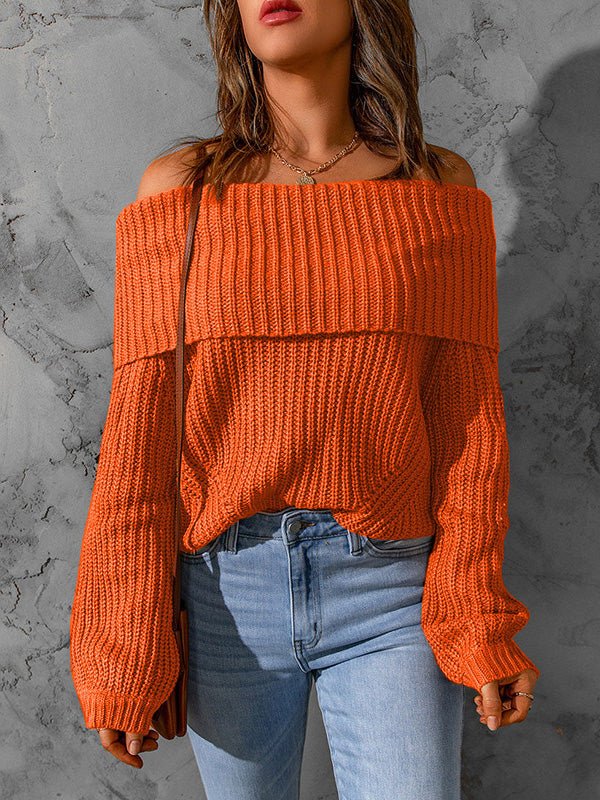 Women's Sweaters Solid One Shoulder Long Sleeve Sweater