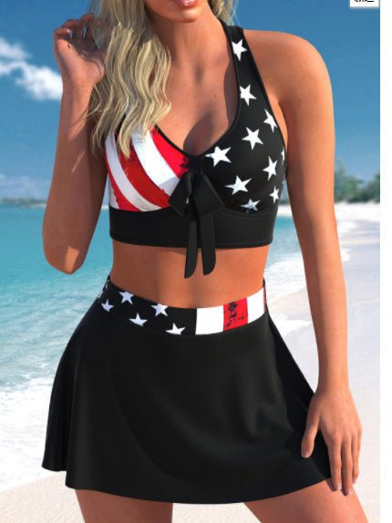 Women's Swimsuit Printed Skirt Two Piece Swimsuit