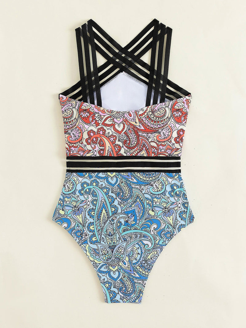 Women's Swimsuits Printed Bikini One-Piece Swimsuit