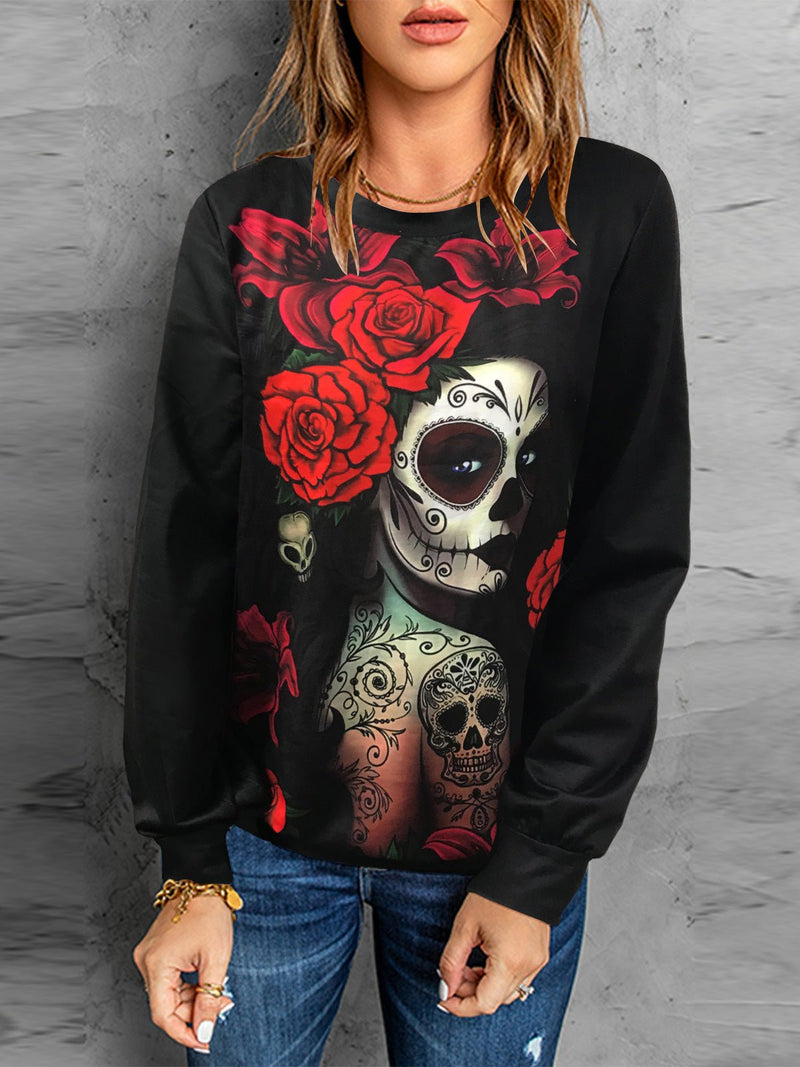 Women's T-Shirts Printed Round Neck Long Sleeve Casual T-Shirt