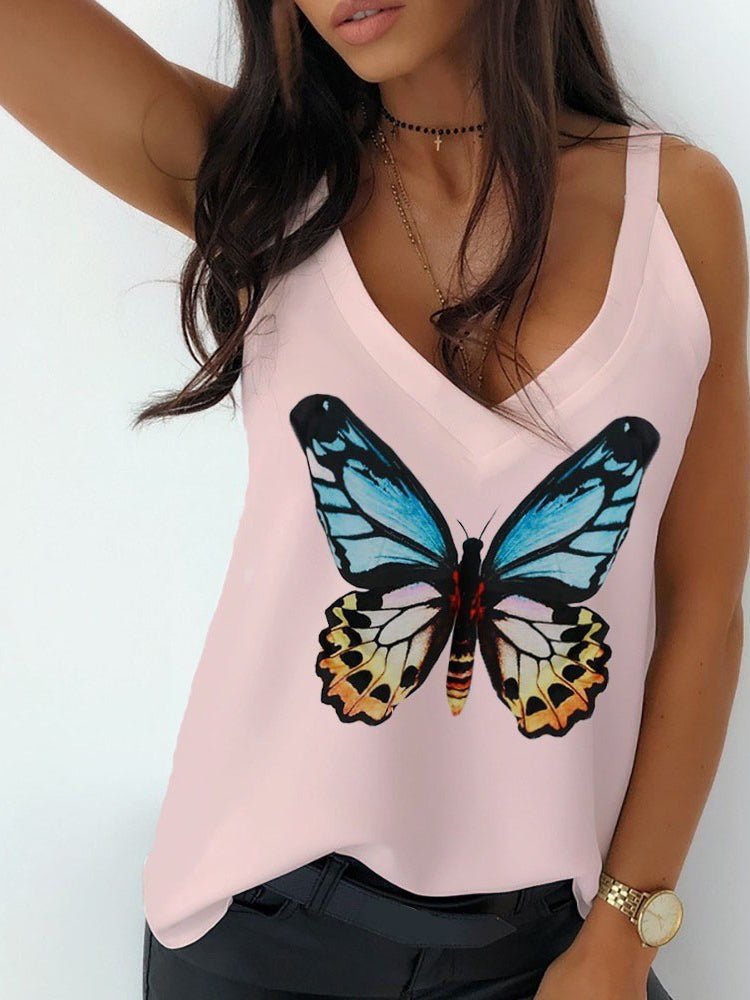 Women's Tank Tops Butterfly Print V-Neck Camisole