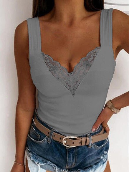 Women's Tank Tops Casual Lace V-Neck Sleeveless Tank Top