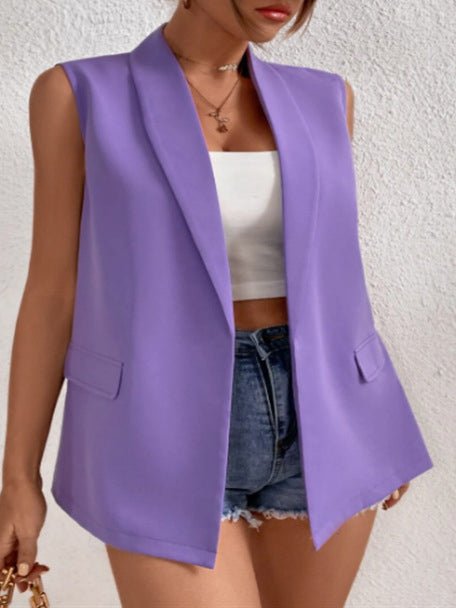 Women's Tank Tops Casual Lapel Buttonless Sleeveless Suit Vest