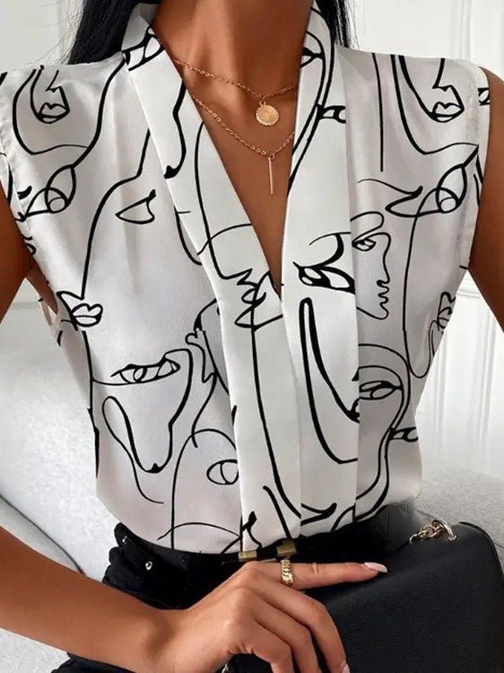 Women's Tank Tops Printed V-Neck Sleeveless Casual Tank Top