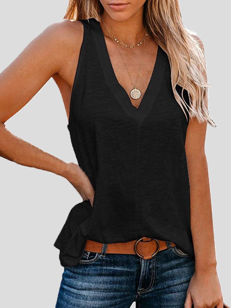 Women's Tank Tops Solid V-Neck Comfort Sleeveless Tank Top