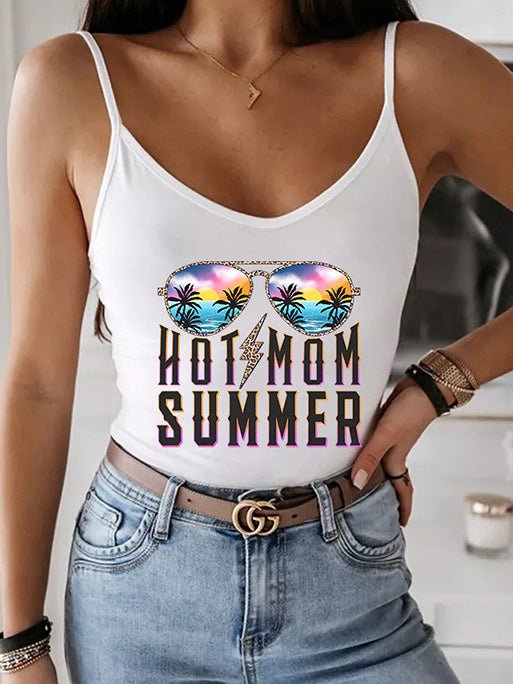 Women's Tank Tops Summer Glasses Print Sling Casual Tank Top