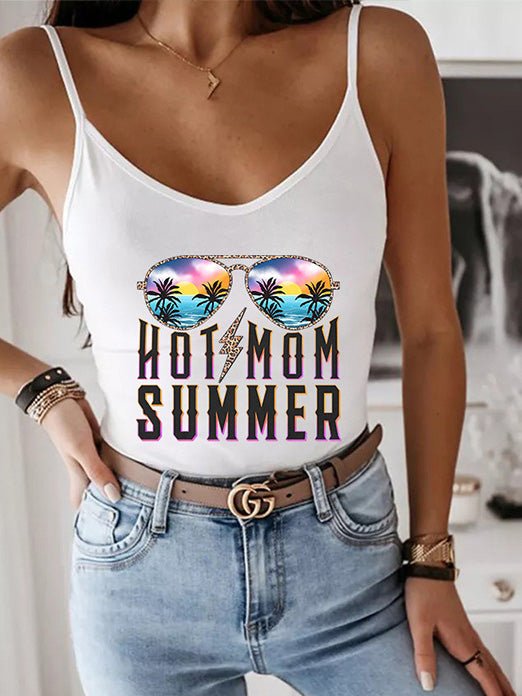 Women's Tank Tops Summer Glasses Print Sling Casual Tank Top