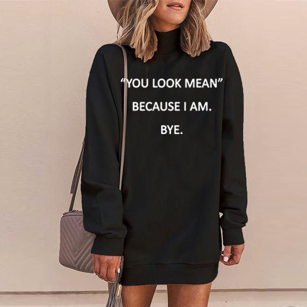 Funny Printed Long Sleeve T-shirt Dresses